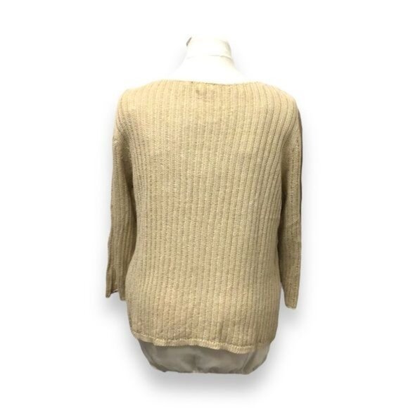 Sigrid Olsen 3/4 Sleeve Scoop Neck 100% Linen Ribbed Knit Sweater, size 1X - Picture 3 of 8